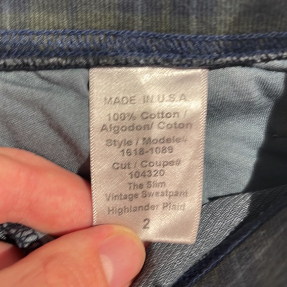 Current/Elliot Slim Vintage Highlander Green Plaid Sweatpants- Size 2 - Picture 8 of 8